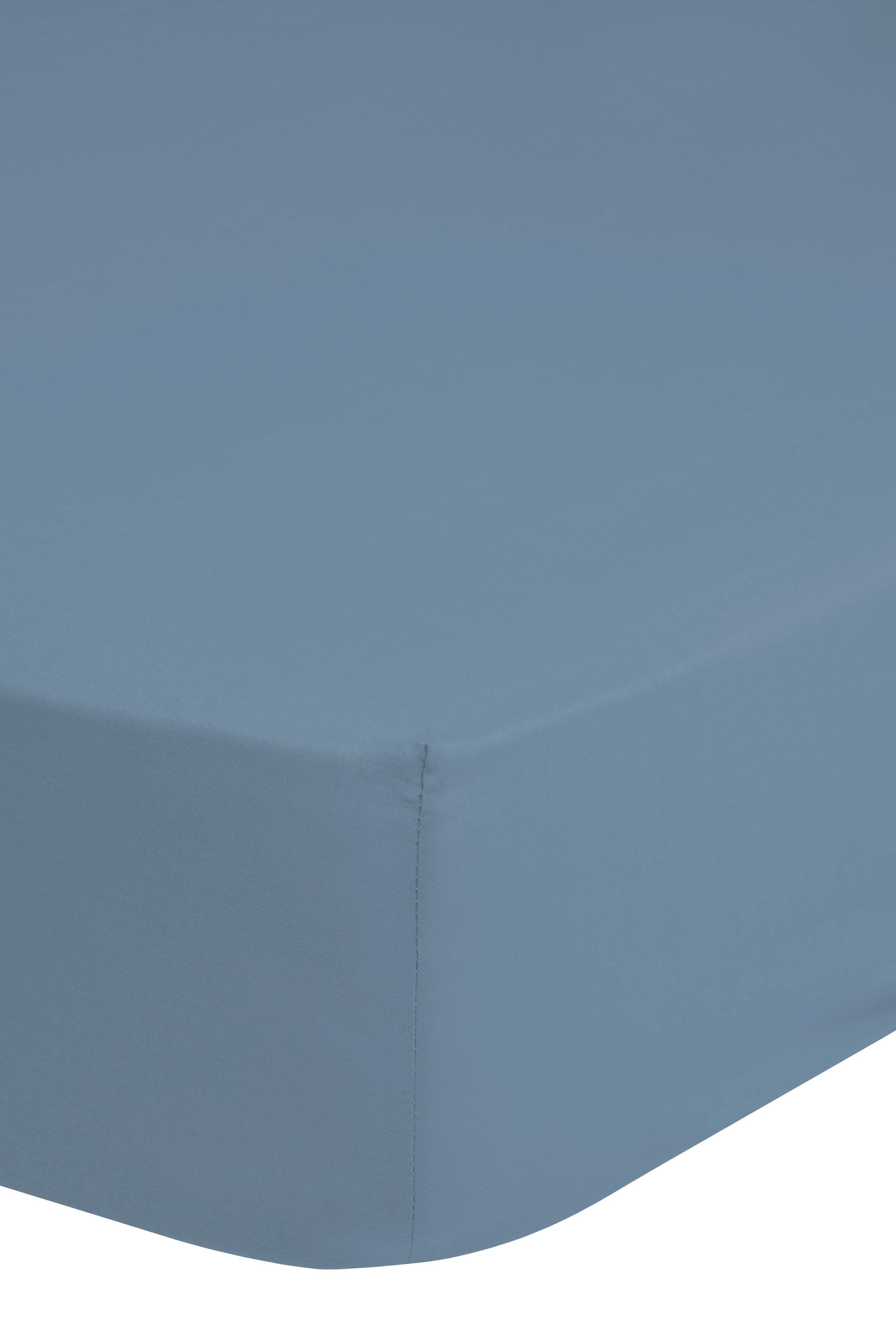 Spannleintuch Satin Blau 160-180x200 cm Baumwolle - Blau, Basics, Textil (160-180/200cm) - MID.YOU