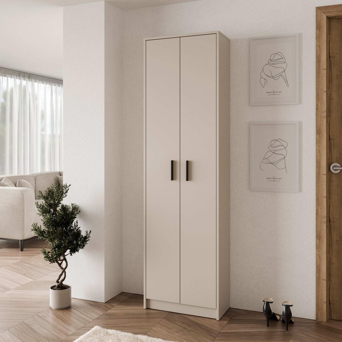 Predsieňová skriňa Elza, *CENOVÝ TRHÁK* - čierna/kašmírová, Modern, kompozitné drevo/plast (55/190/26cm) - Based