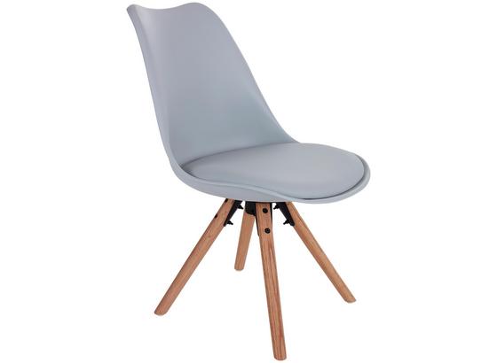 Stuhl Levi Lederlook Hellgrau, Beine Echtholz - Eichefarben/Hellgrau, MODERN, Holz/Kunststoff (48/81/57cm) - Ombra Stuhl Levi Lederlook Hellgrau, Beine Echtholz - Eichefarben/Hellgrau, MODERN, Holz/Kunststoff (48/81/57cm) - Ombra