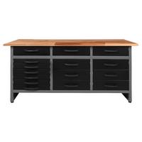 Werkbank Konny Echtholz/Stahl Anthrazit/Grau/Buche B: 160 cm - Anthrazit/Grau, Basics, Holz/Metall (160/85/60cm)