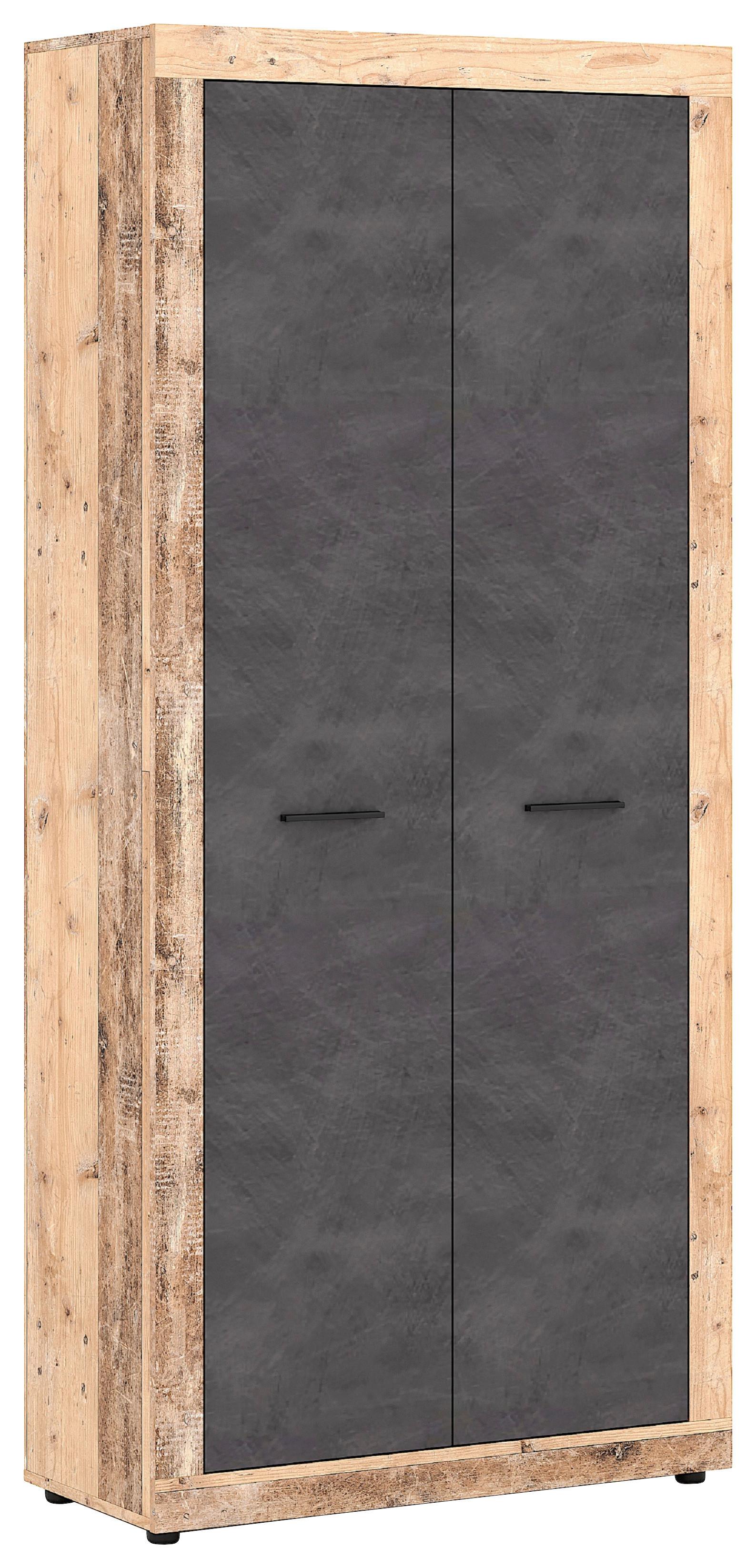 Garderobenschrank Luna Graphitfarben B: 88,9 cm - Alteiche/Schwarz, Design, Holzwerkstoff (88,9/198/40cm) - MID.YOU