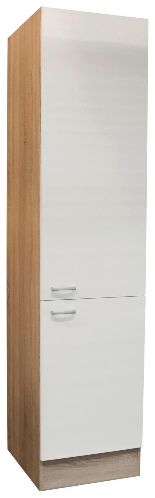 Küchen-hochschrank Andy B:50cm Weiß 2 Türen 4 Einlegeböden - Weiß/Sonoma Eiche, Basics, Holzwerkstoff (50/211/56cm) - MID.YOU