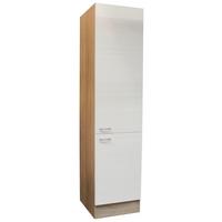 Küchen-hochschrank Andy B:50cm Weiß 2 Türen 4 Einlegeböden - Weiß/Sonoma Eiche, Basics, Holzwerkstoff (50/211/56cm) - MID.YOU