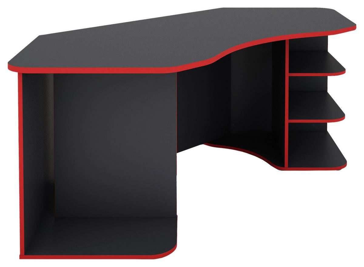 Eckschreibtisch Mit Stauraum B: 85 H: 76 Cm Thanatos - Anthrazit/Rot, MODERN, Holzwerkstoff (198,2/85/76cm) - MID.YOU