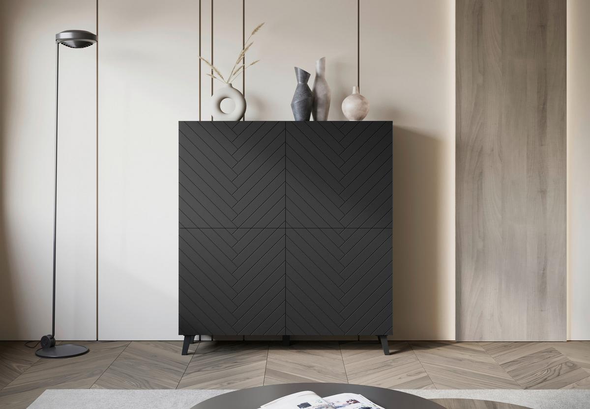Vysoká komoda PHUKET š: 120 cm - čierna, Design, kompozitné drevo/plast (120/132/39,1cm) - Livetastic