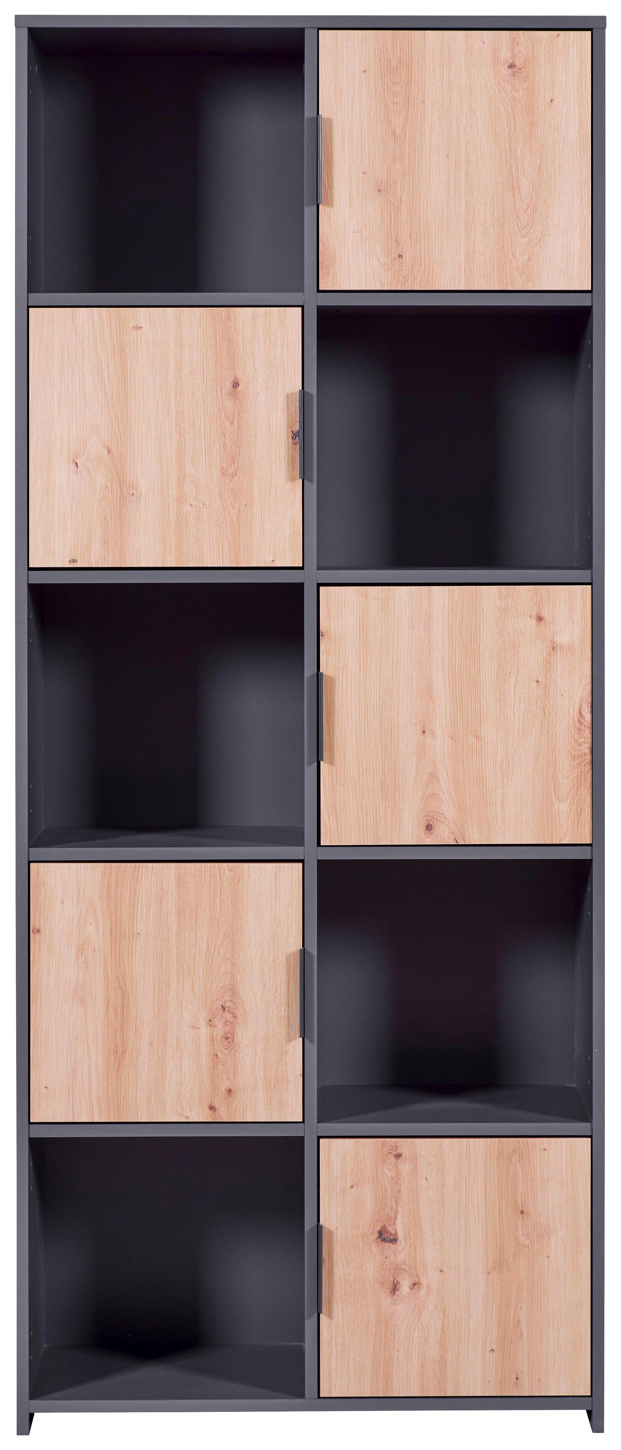 Regal Pepeto 5t - Anthrazit/Eiche Artisan, Design, Holzwerkstoff (77/185/30cm) - Livetastic