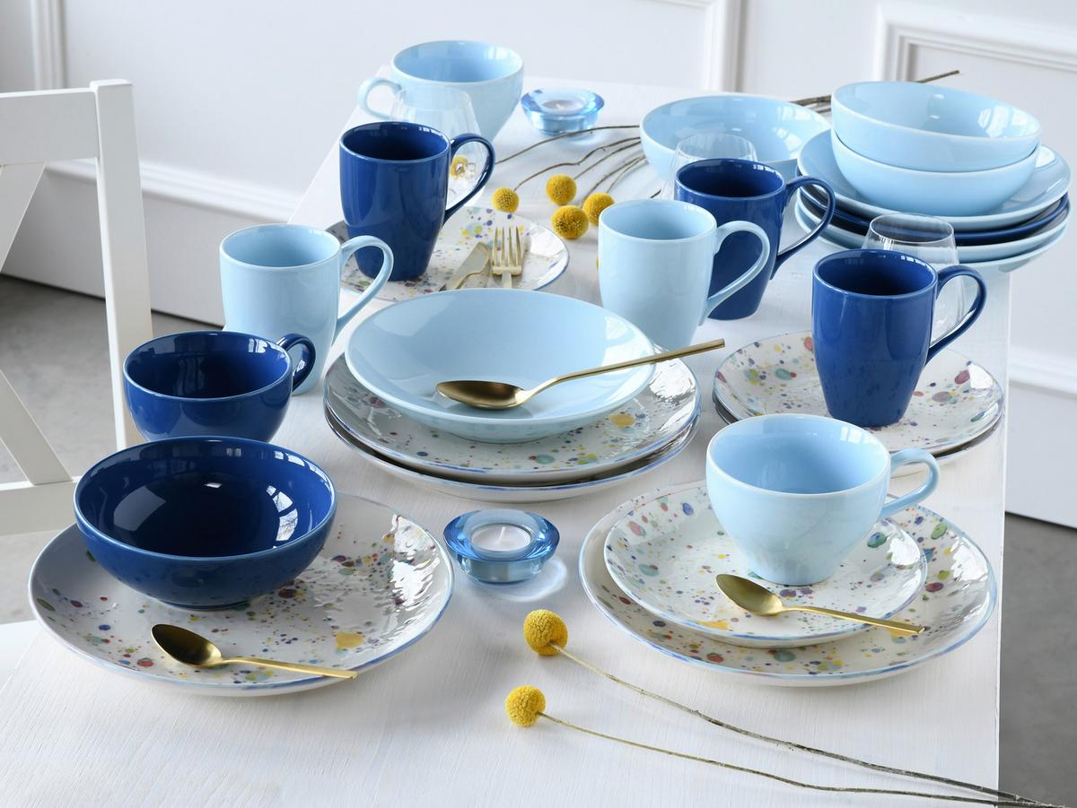 Kombiservice Candy, Blau, 16-Teilig - Blau/Pastellblau, Basics, Keramik - Creatable