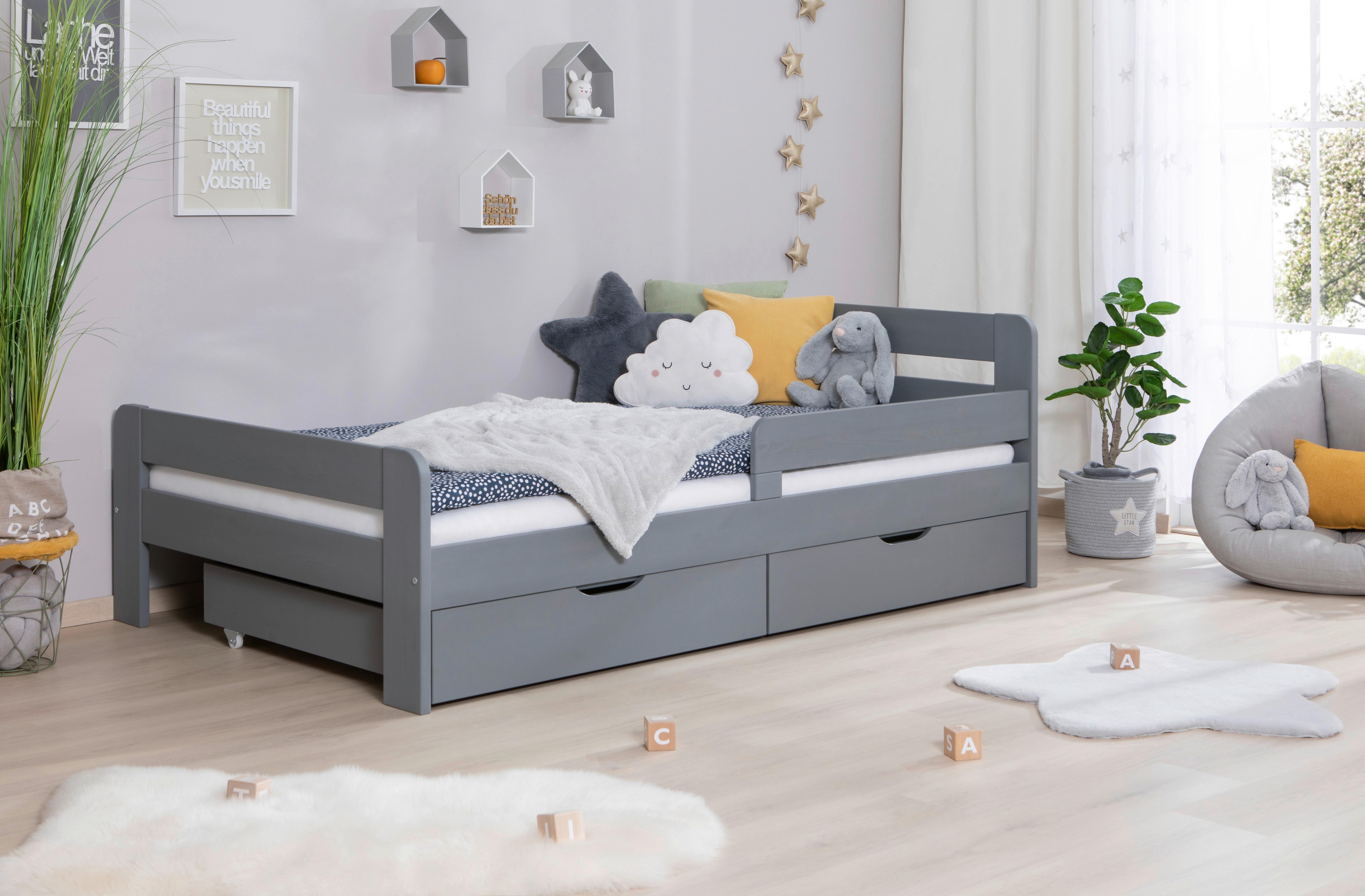 Bett Bennet Hellgrau inkl. Bettladen, 120x200 cm - Hellgrau, MODERN, Holz (120/200cm) - MID.YOU