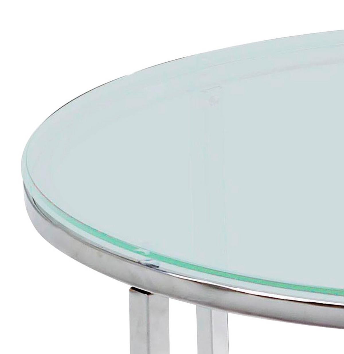 Beistelltisch Mit Glasplatte Rund Cross, Klar/chromfarben - Chromfarben/Klar, Design, Glas/Metall (50/50/50cm) - Carryhome
