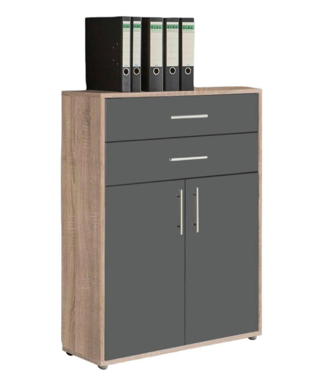 AKTENSCHRANK OFFICE EDITION - Anthrazit/Sonoma Eiche, LIFESTYLE, Holzwerkstoff (84,4/113,6/33cm) - MID.YOU
