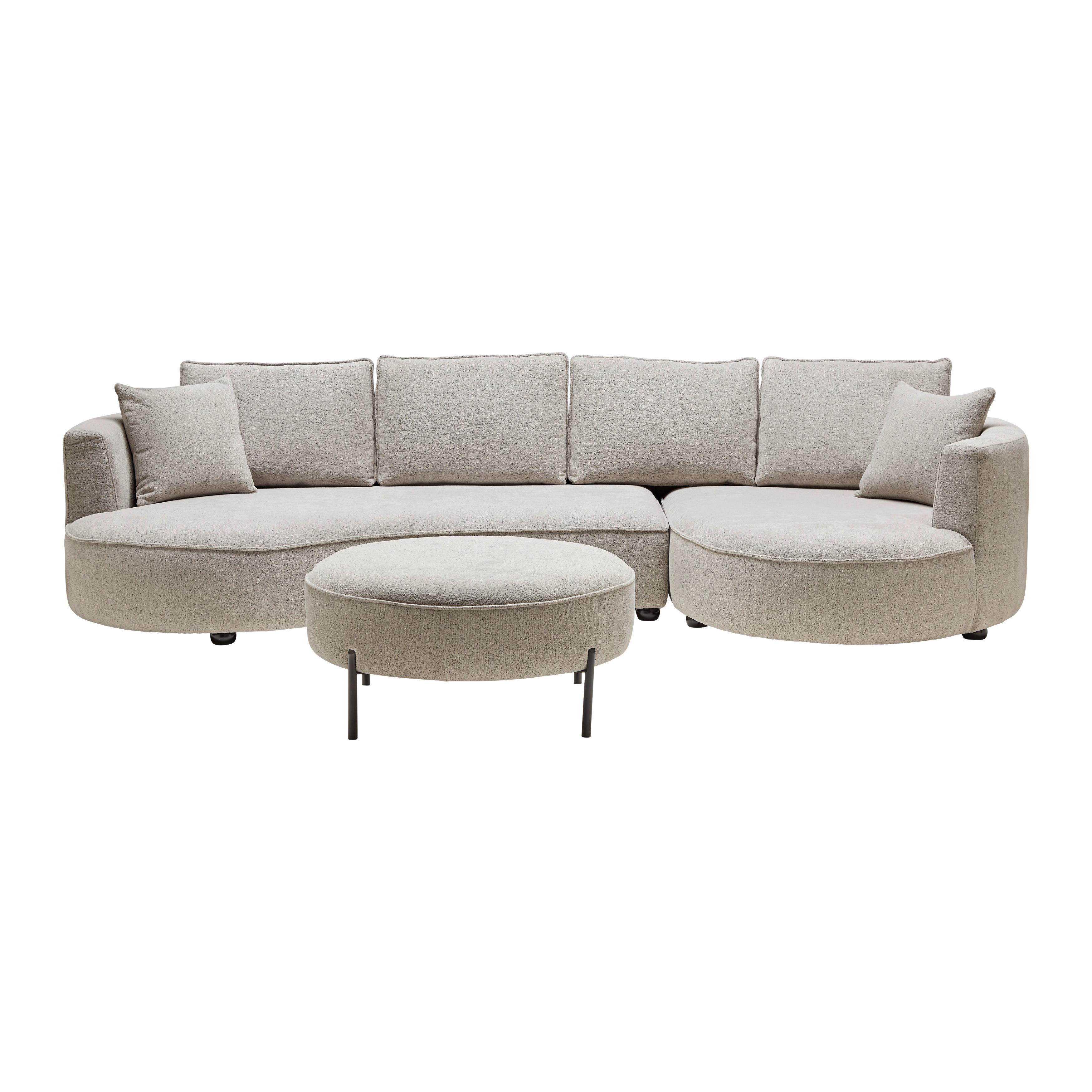 Sedacia súprava NILAS, béžová farba - čierna/béžová, Modern, kov/drevo (335/65/154cm) - Bessagi Home
