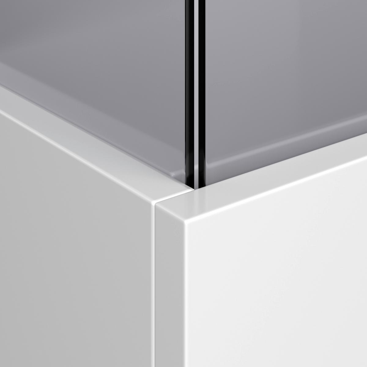 Vitrine Ambiente B: 48,5 cm mit LED Alpinweiss/Anthrazit - Weiß Hochglanz/Anthrazit, MODERN, Glas/Holzwerkstoff (48,5/199,1/43,6cm)