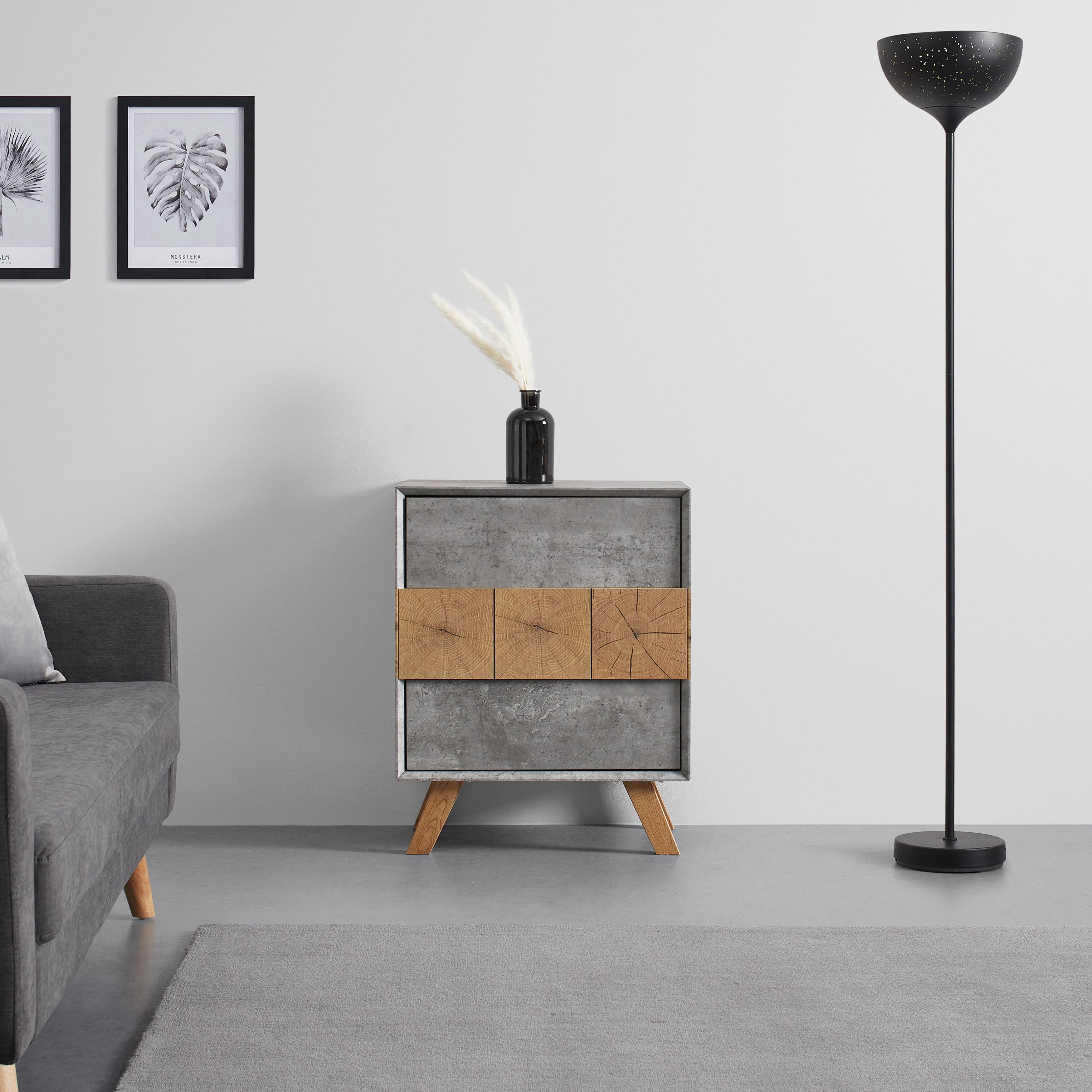 Noční Stolek Casper - šedá/barvy dubu, Moderní, dřevo/kompozitní dřevo (60/75/40cm) - Bessagi Home