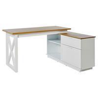 Eckschreibtisch mit Stauraum B 119 cm H 75 cm Chalet - Eichefarben/Weiß, KONVENTIONELL, Holzwerkstoff (150/119/75cm) - Livetastic