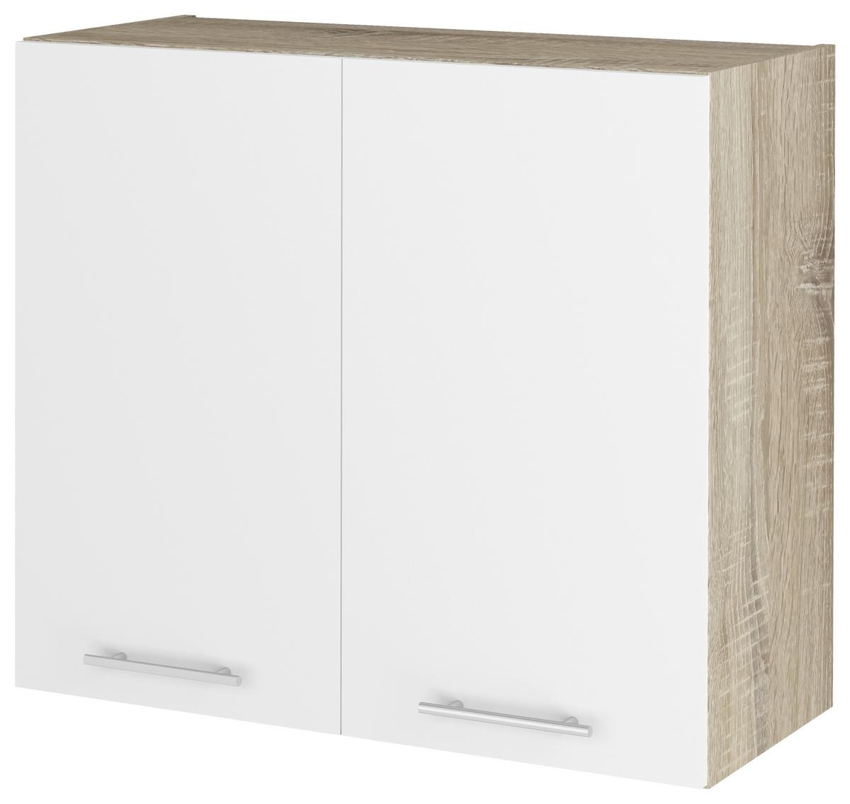 Felsőszekrény Corina - Sonoma tölgy/fehér, Modern, műanyag/faalapú anyag (80/72,4/34,6cm)