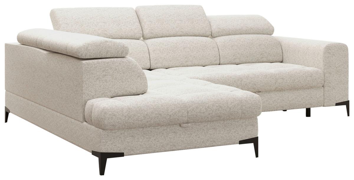 Rohová sedačka MASON, ľavá, krémovo-béžová tkanina - čierna/krémová, Modern, kov/drevo (211/271cm) - Mömax