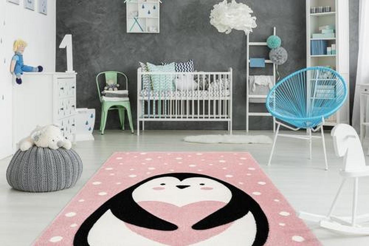Kinderteppich Pinguin Rosa Gidya 80x150 cm - Rosa, Trend, Kunststoff (80/150cm)