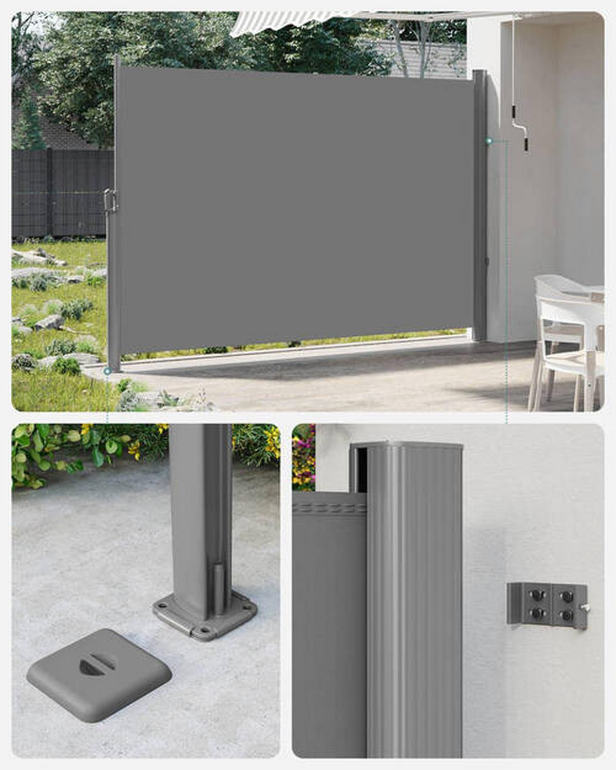 Seitenmarkise Grau Bxh: 350x180 Cm - Grau, Basics, Textil/Metall (350/180cm) - Modante