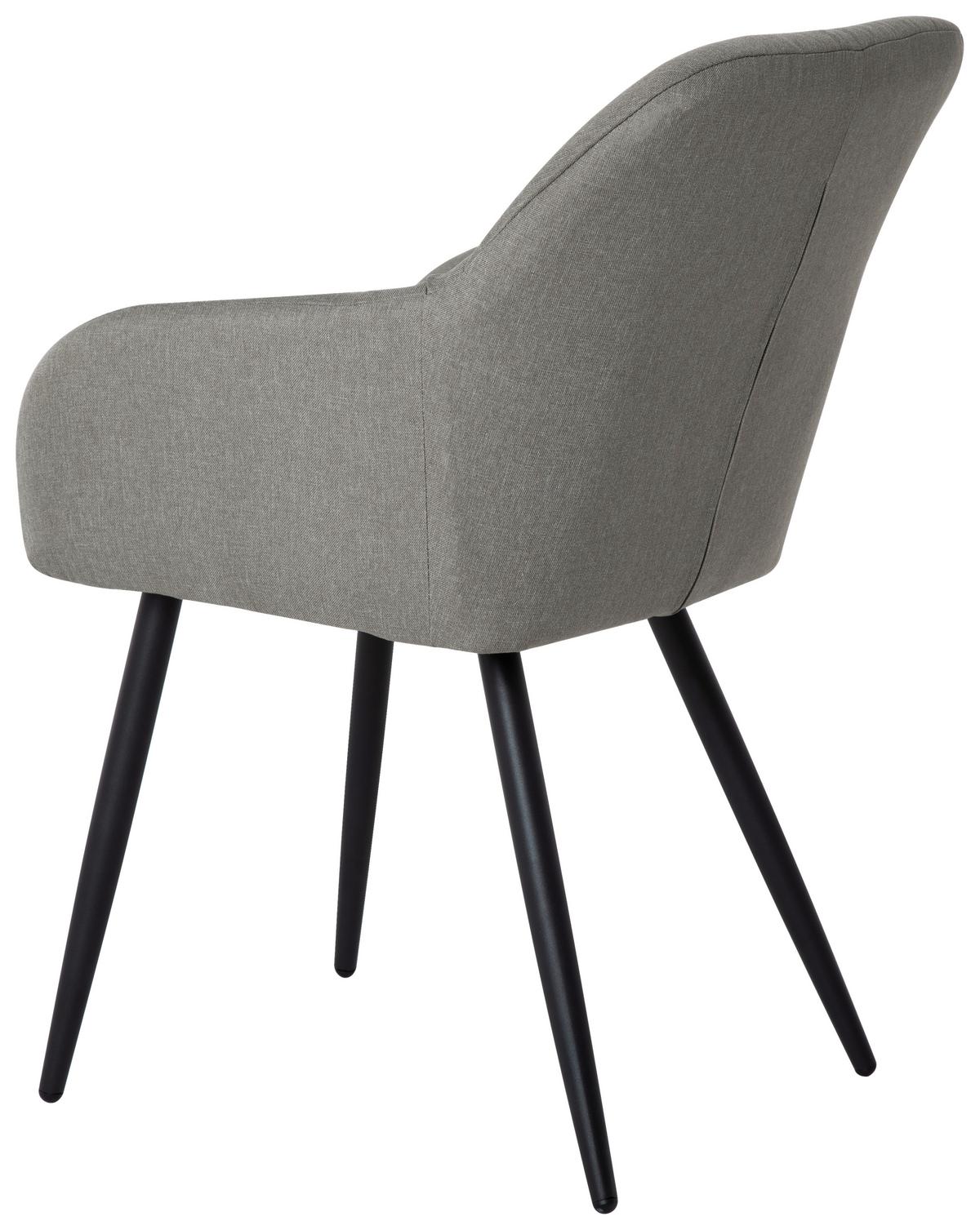 Armlehnstuhl Alessandro Leinenoptik Hellgrau - Schwarz/Grau, MODERN, Holz/Textil (54/86/60cm) - Ondega