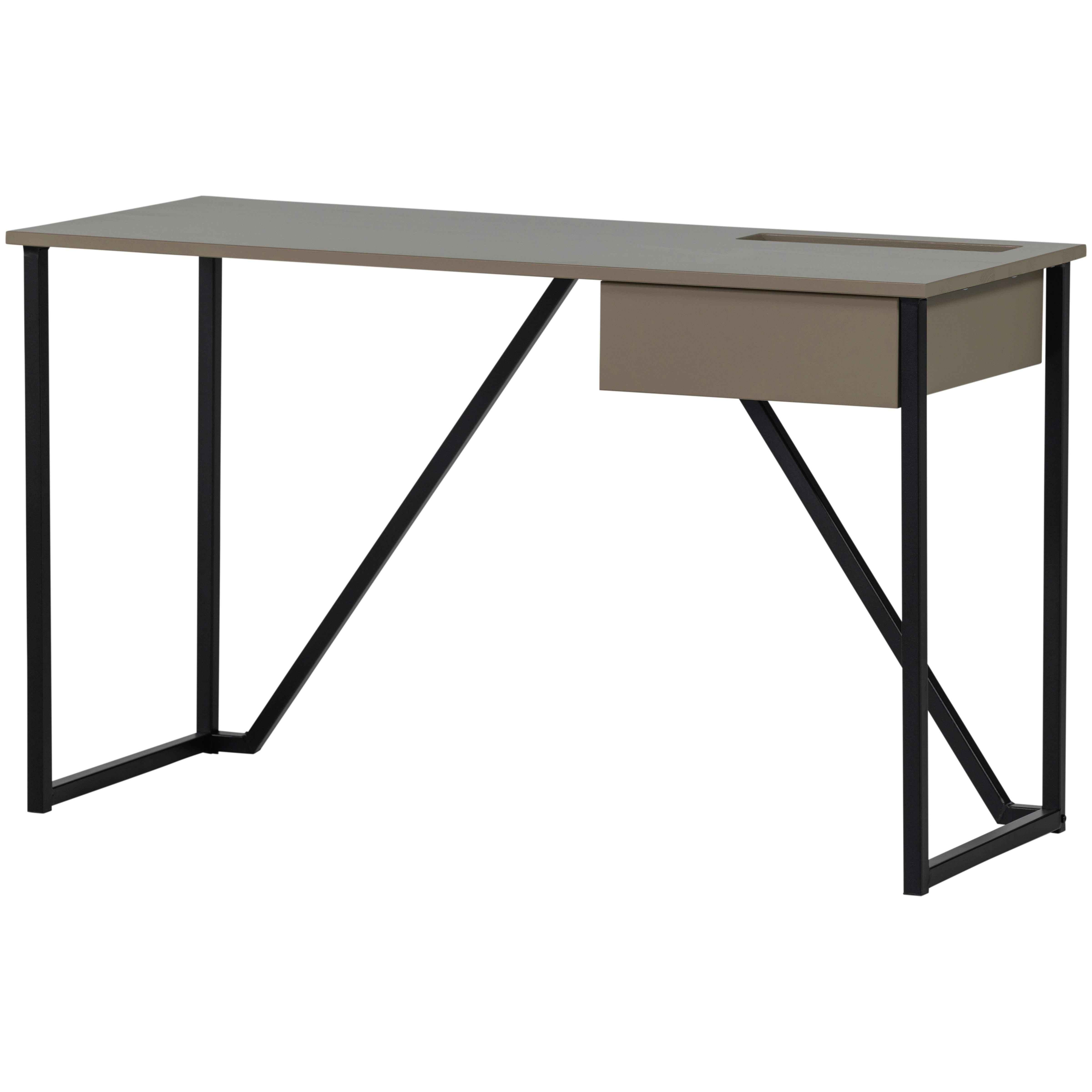 Schreibtisch New Julius Schlammfarben L: 126cm - Schlammfarben/Schwarz, MODERN, Holz/Metall (126/53/75cm) - Livetastic