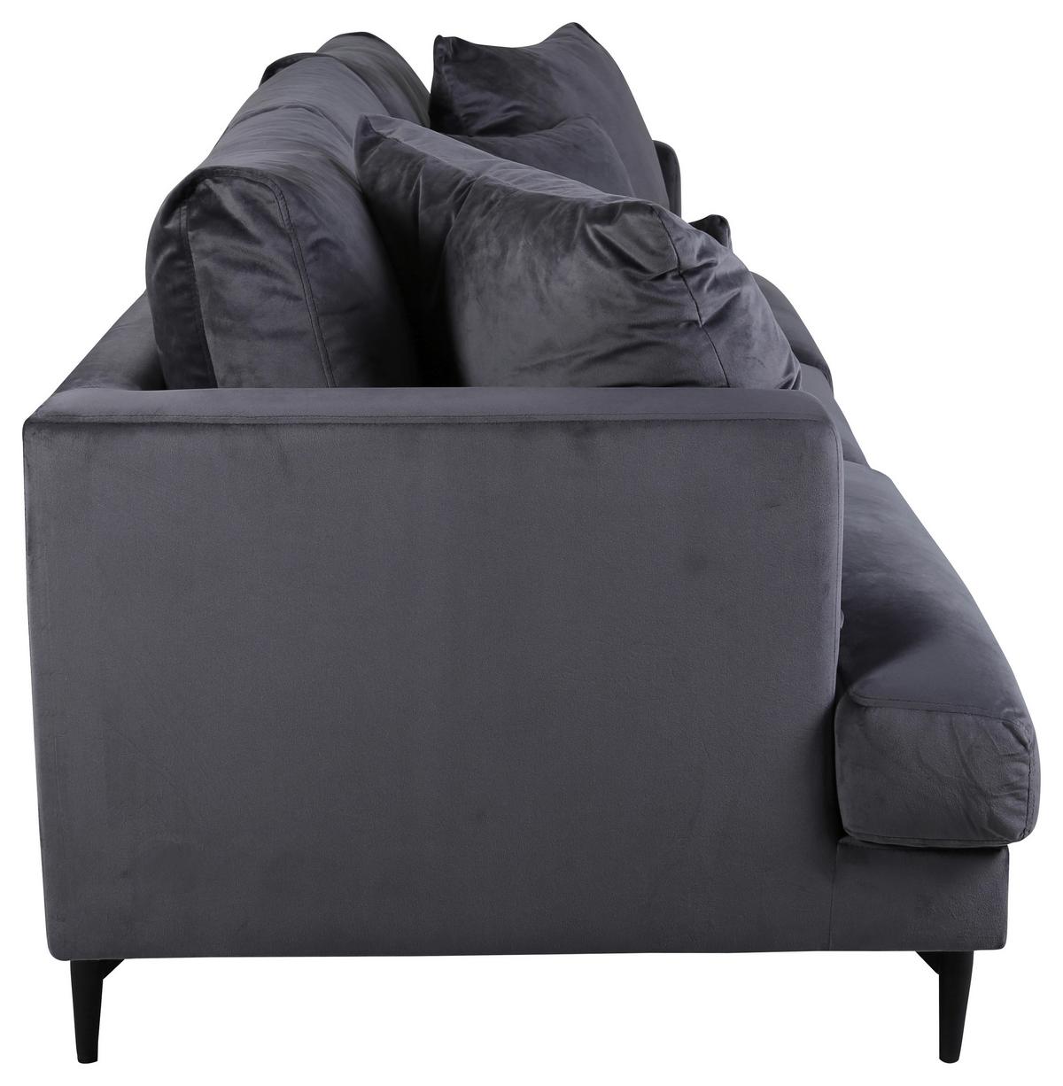 3-Sitzer-Sofa Sofia - Dunkelgrau/Schwarz, Design, Kunststoff/Textil (260/86/88cm) - Livetastic
