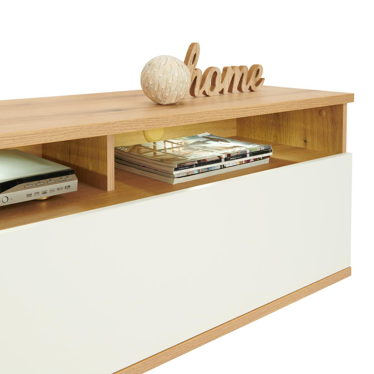 TV-Element Power B: 127,5 cm Eiche Dekor/Weiß - MODERN, Holzwerkstoff (127,5/46/40cm)