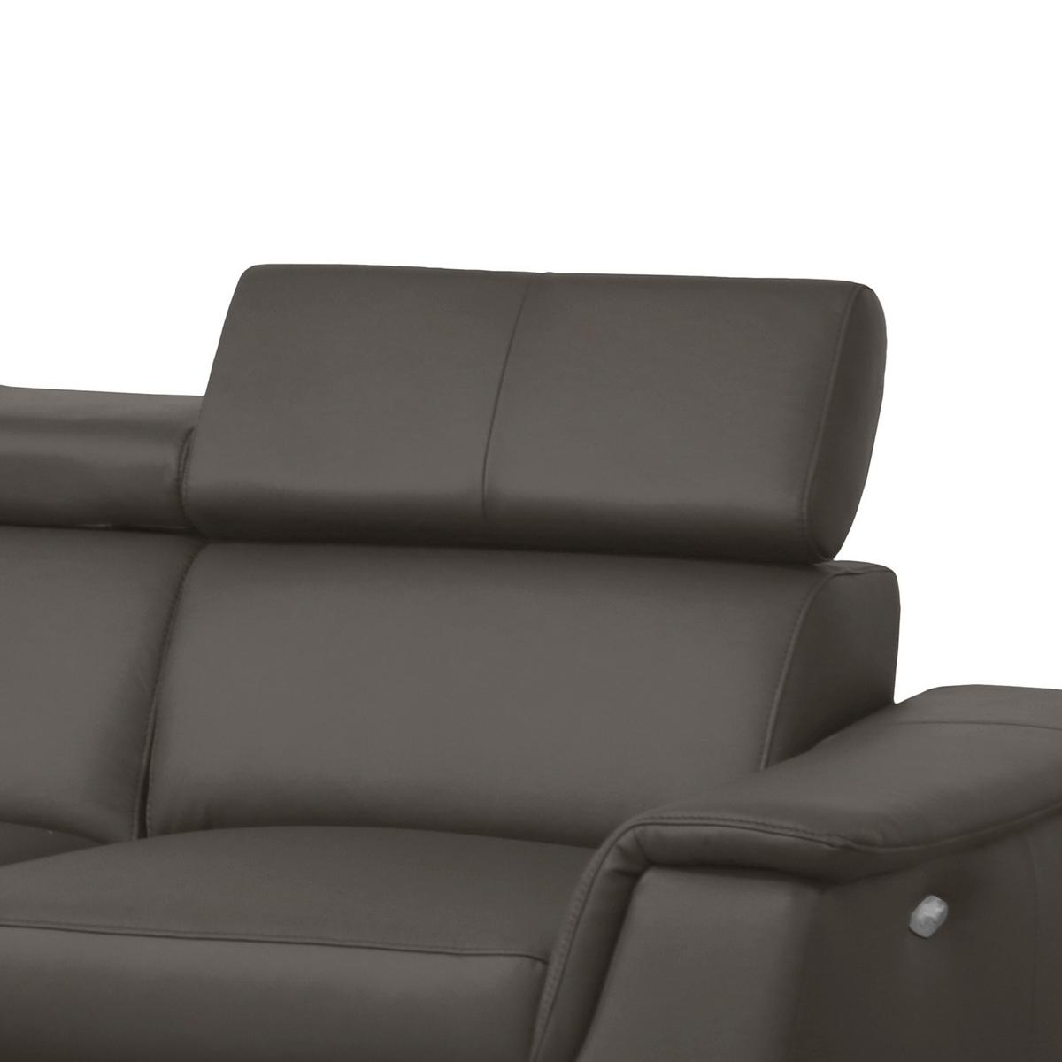 Ecksofa Lince Dunkelbraun S: 197x257 cm - Chromfarben/Dunkelbraun, Design, Leder/Textil (197/257cm) - Livetastic