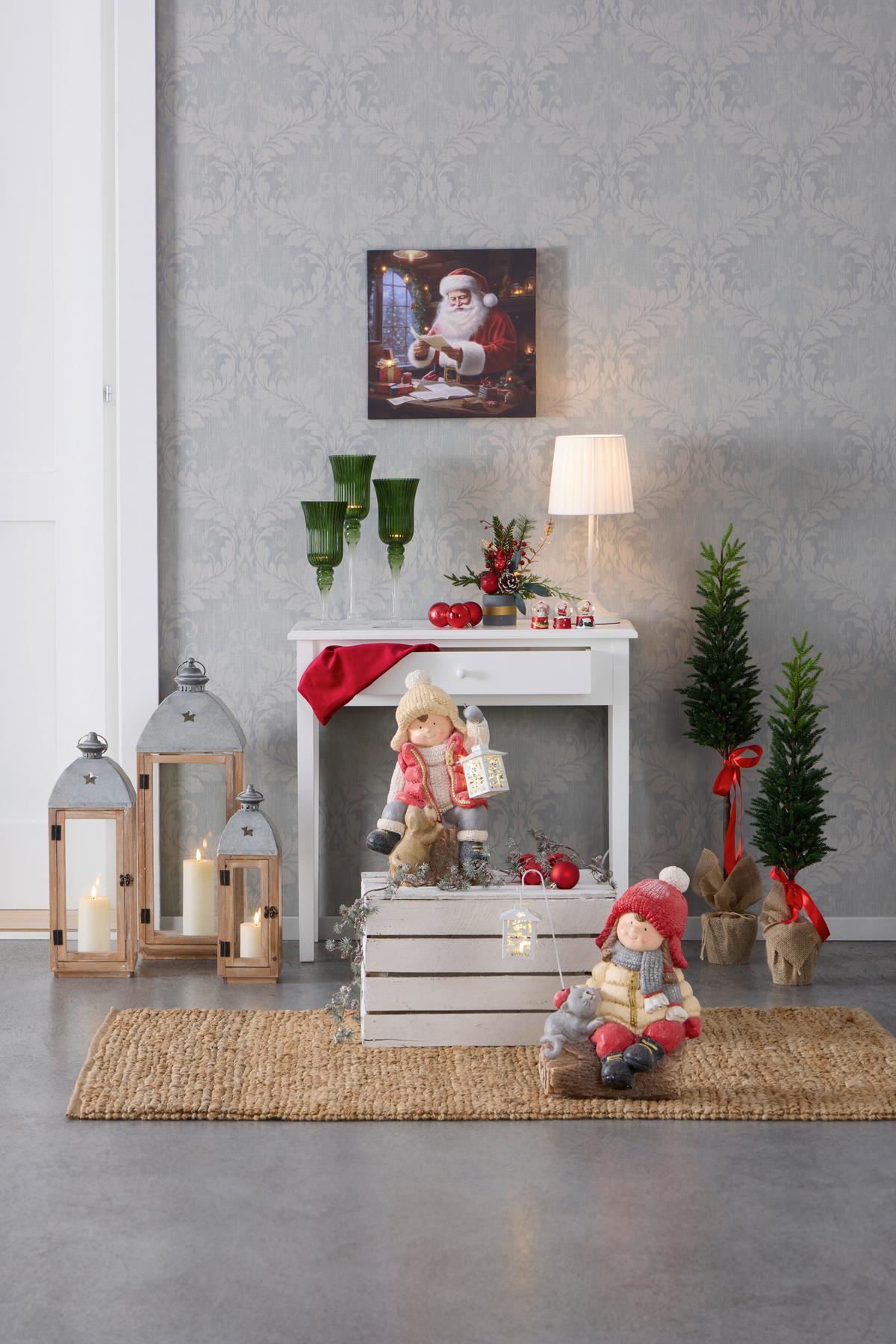 Dekofigur Kind Linda - Gelb/Rot, KONVENTIONELL, Kunststoff (30/20/42cm) - Luca Bessoni