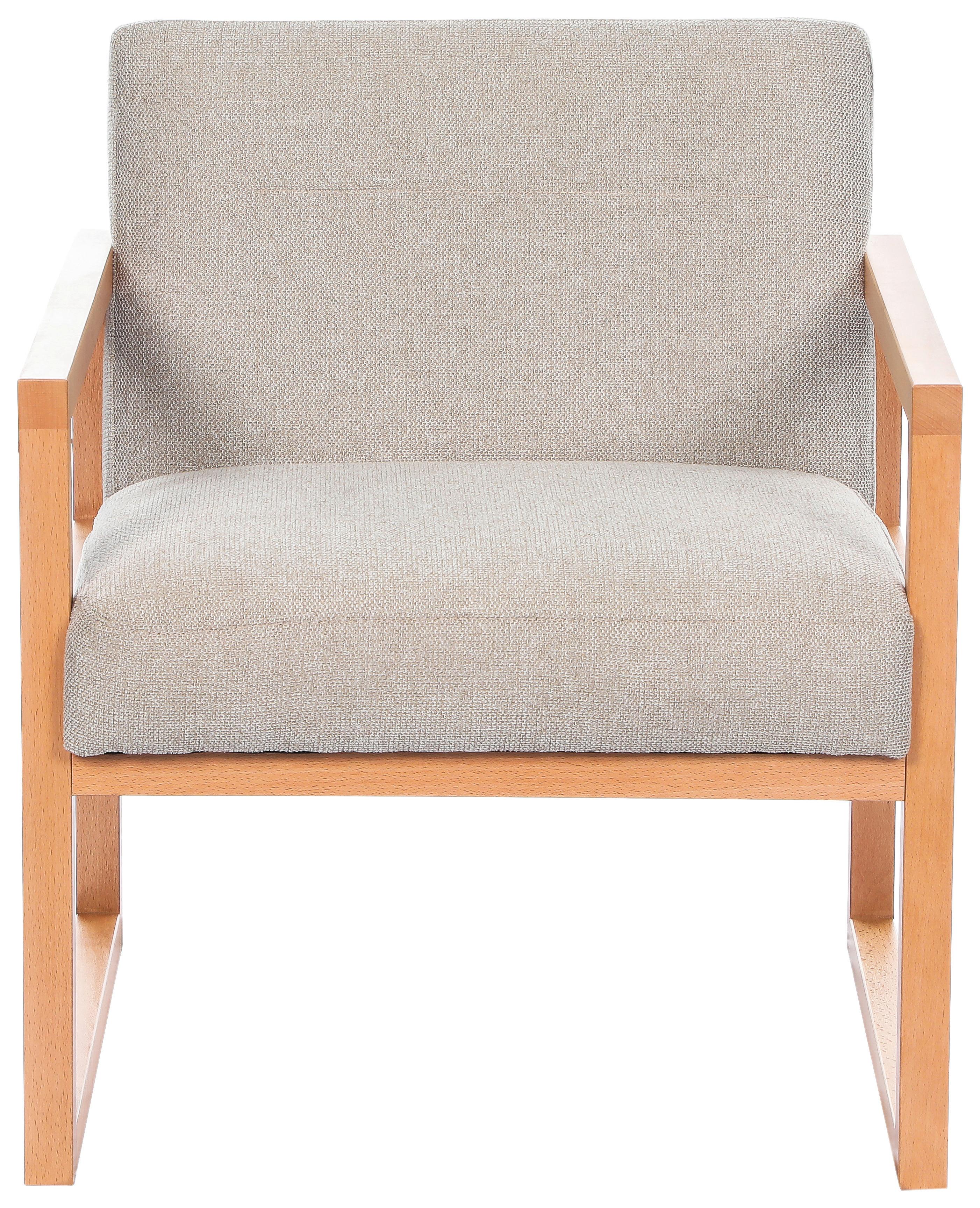 Kreslo MALMÖ, svetlosivá, bukový masív - prírodná farba/svetlosivá, Modern, drevo/textil (65/75/69cm) - Mömax