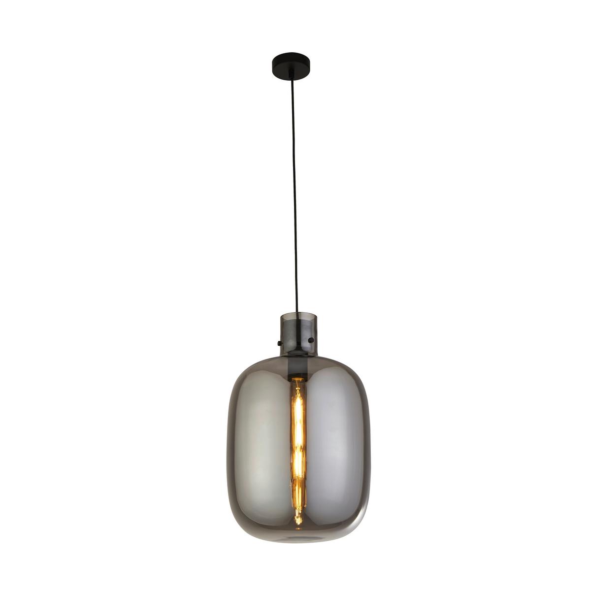 Hängeleuchte Barrel H: 127 cm 1-Flammig, höhenverstellbar - Schwarz, Design, Glas/Metall (30/127cm)