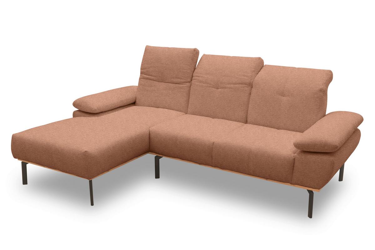 Ecksofa Rotbraun S: 242x170 cm - Wildeiche/Rotbraun, Design, Holz/Textil (242/170cm) - MID.YOU