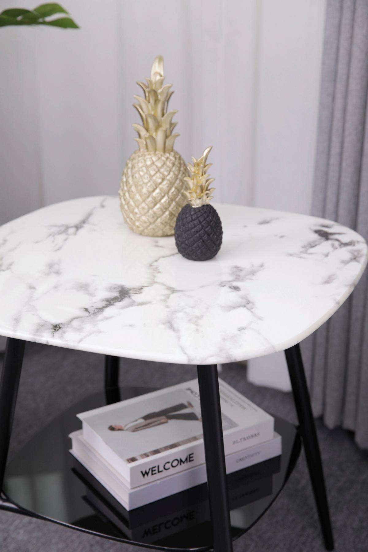 Couchtisch Schwarz/weiß B: 55 Cm - Schwarz/Weiß, Design, Glas/Metall (55/55/55cm) - Livetastic