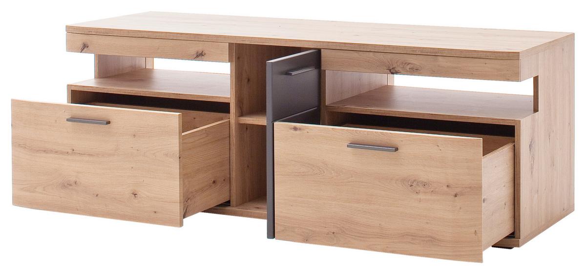 TV-Element Cortona B: 150 cm Anthrazit/Eiche Dekor - Eichefarben/Anthrazit, Design, Holzwerkstoff (150/55/50cm) - Livetastic