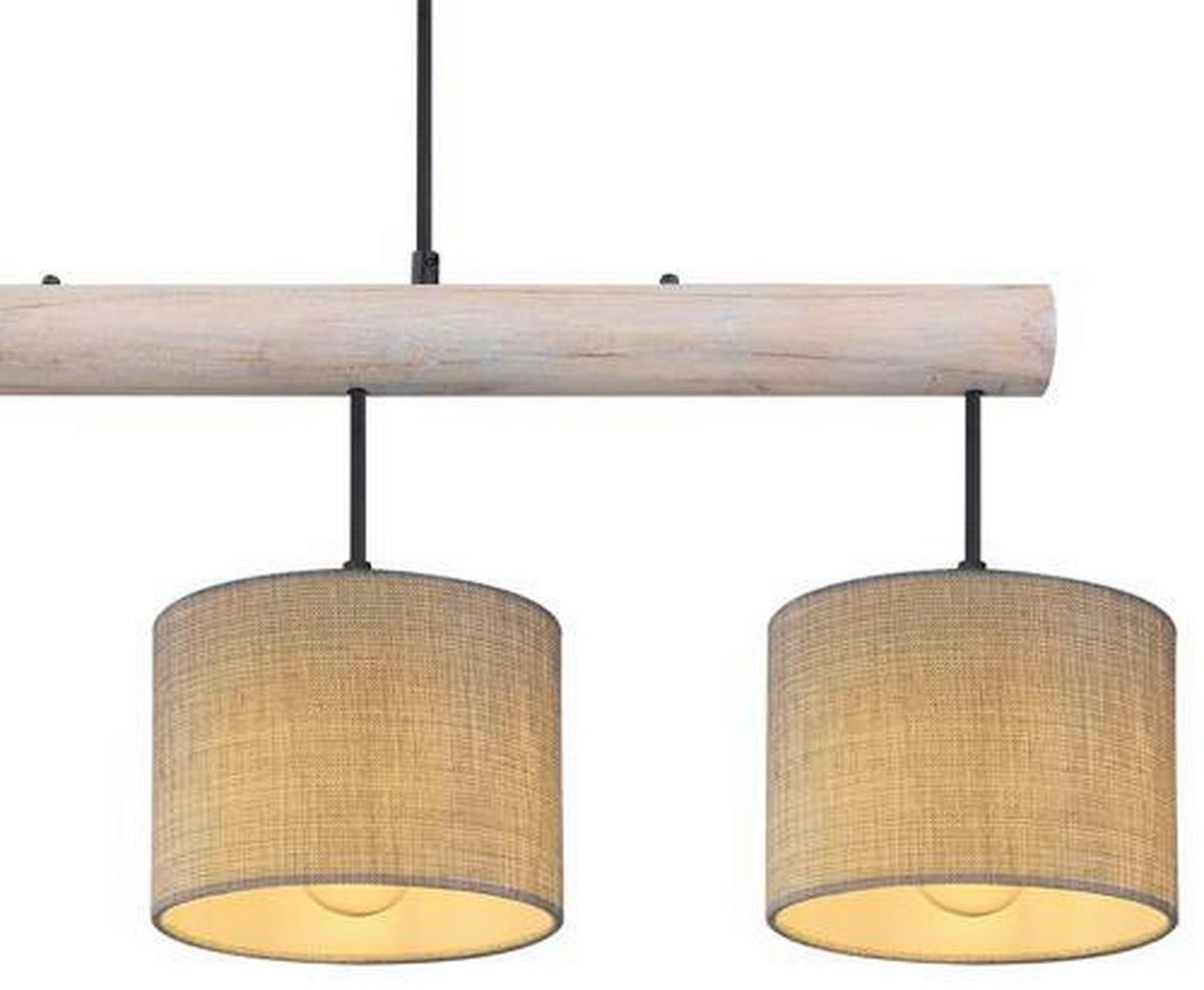 Hängeleuchte Roger H: 120 cm 4-Flammig, Holz/Textil - Schwarz/Grau, Natur, Holz/Textil (102/18/120cm) - Globo