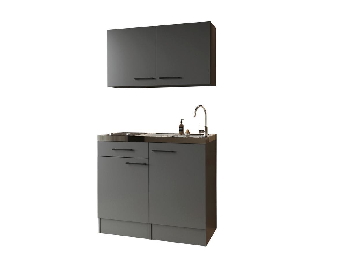 MINIKÜCHE Oliver, Grau B: 100 cm - Grau, Trend, Holzwerkstoff (100cm) - Respekta