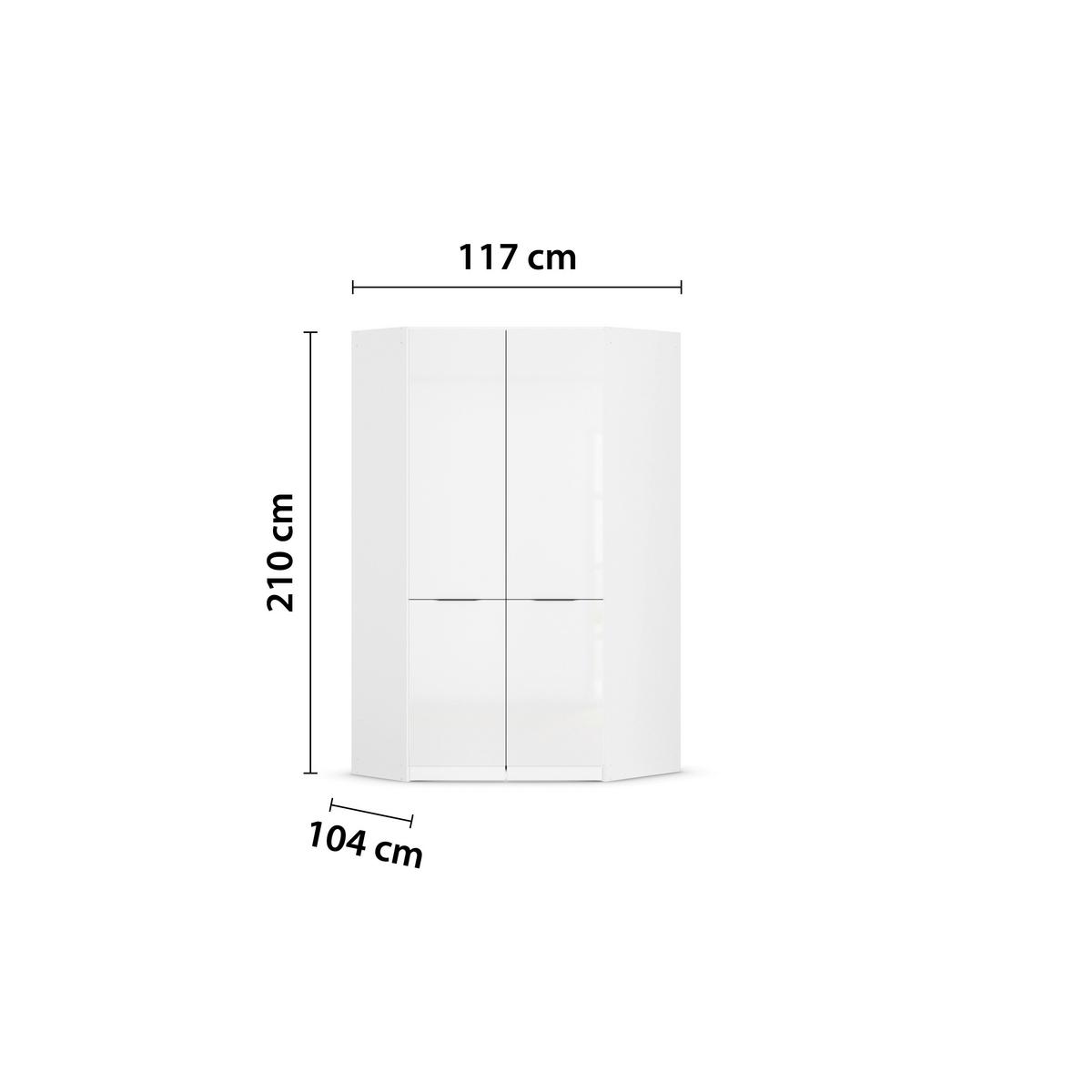 Eckschrank Max - Weiß Hochglanz/Weiß, KONVENTIONELL, Holzwerkstoff (117/210/104cm) - James Wood