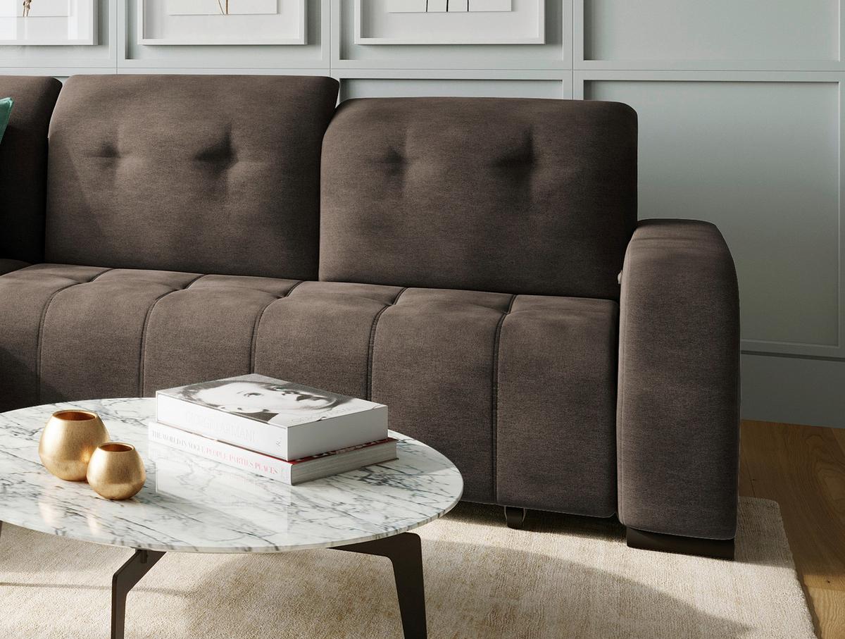 Ecksofa Vicari - Dunkelbraun/Schwarz, MODERN, Textil (292/185cm) - Livetastic