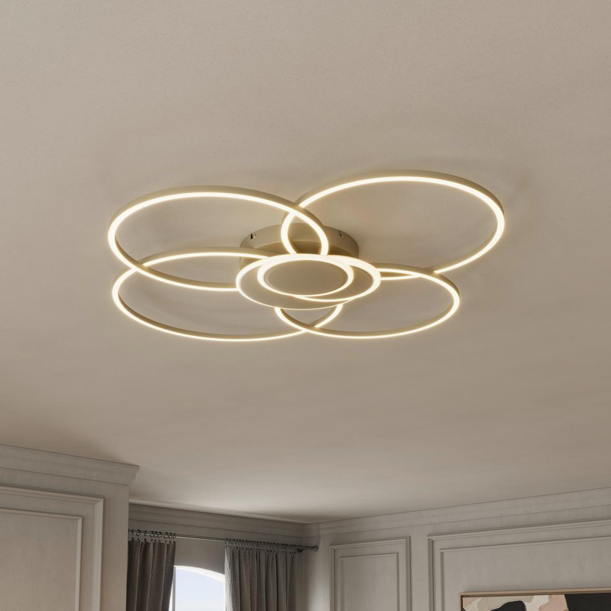 LED-Deckenleuchte CHIARA - Chromfarben/Champagner, Basics, Kunststoff/Metall (91/81/9,5cm) - Luca Bessoni