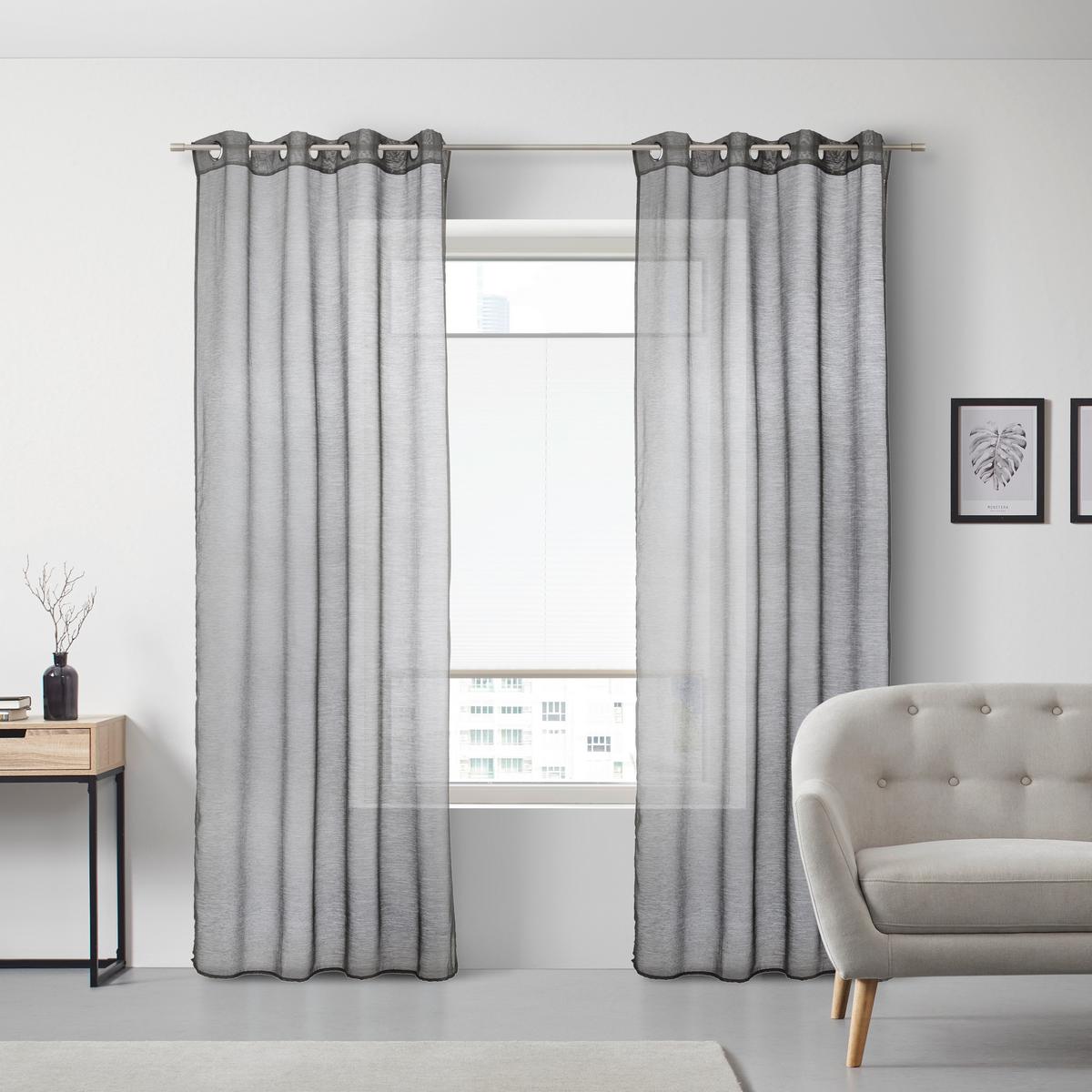 ZÁVĚS S OČKY DOLLY, 140/245 cm - šedá/antracitová, textil (140/245cm) - Modern Living
