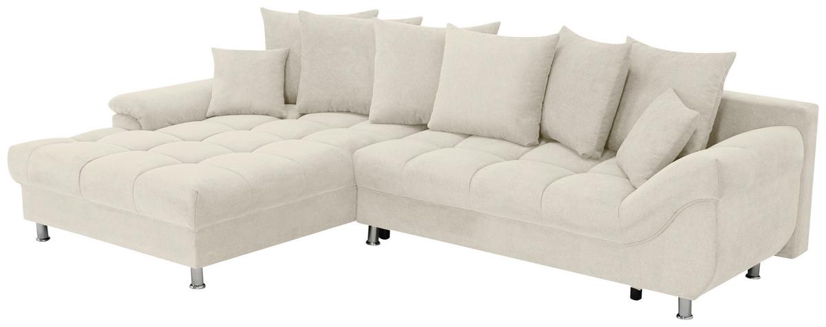 Ecksofa Erice Creme S: 198x312 cm - Chromfarben/Creme, Design, Textil (198/312cm) - Livetastic