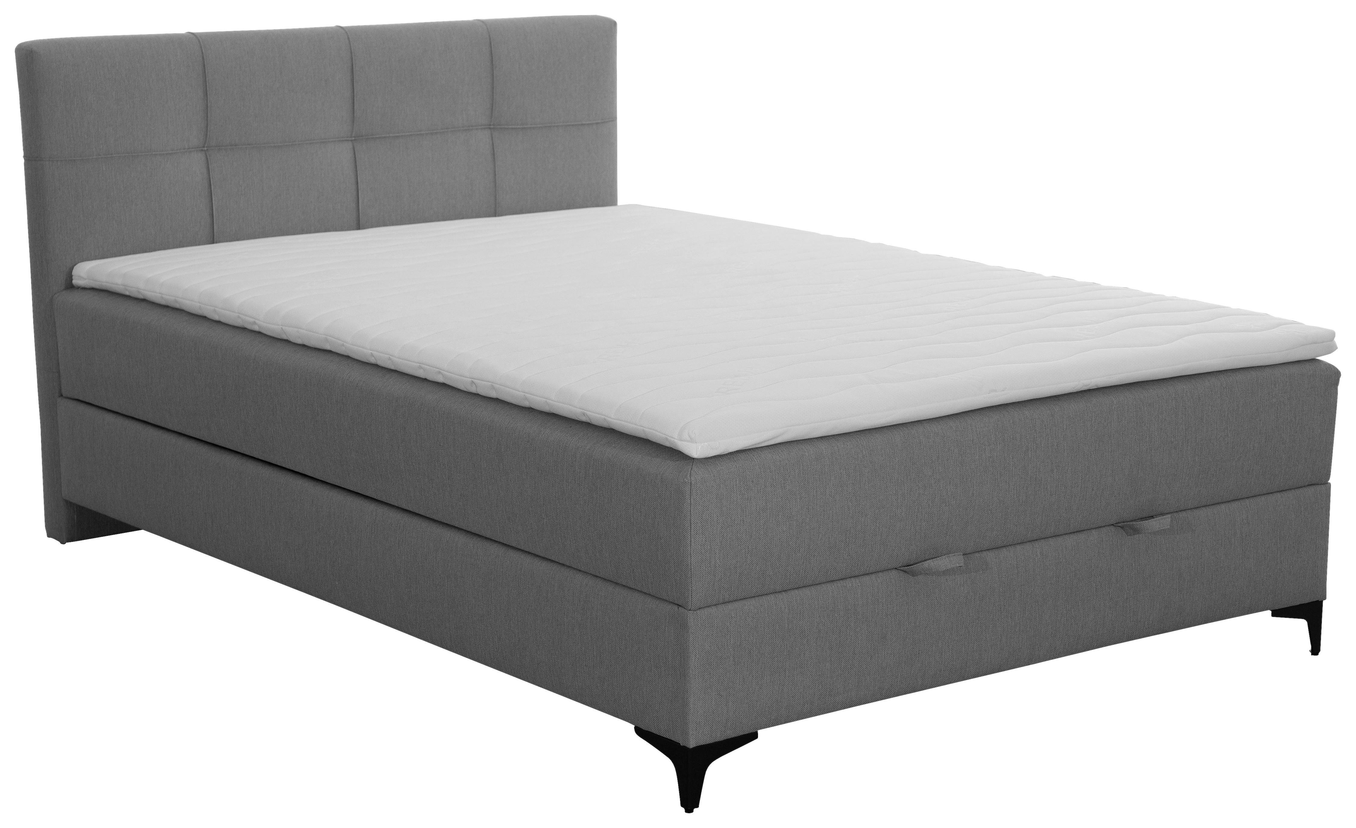 Čalúnená posteľ FREDDIE 140x200 cm, sivá - čierna/sivá, Modern, kov/textil (140/200cm)