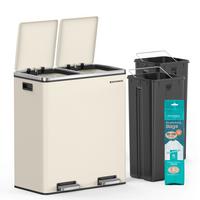 Abfallsammler Creme B: 59cm - Creme/Schwarz, Basics, Kunststoff/Metall (59/65,2/32,5cm)