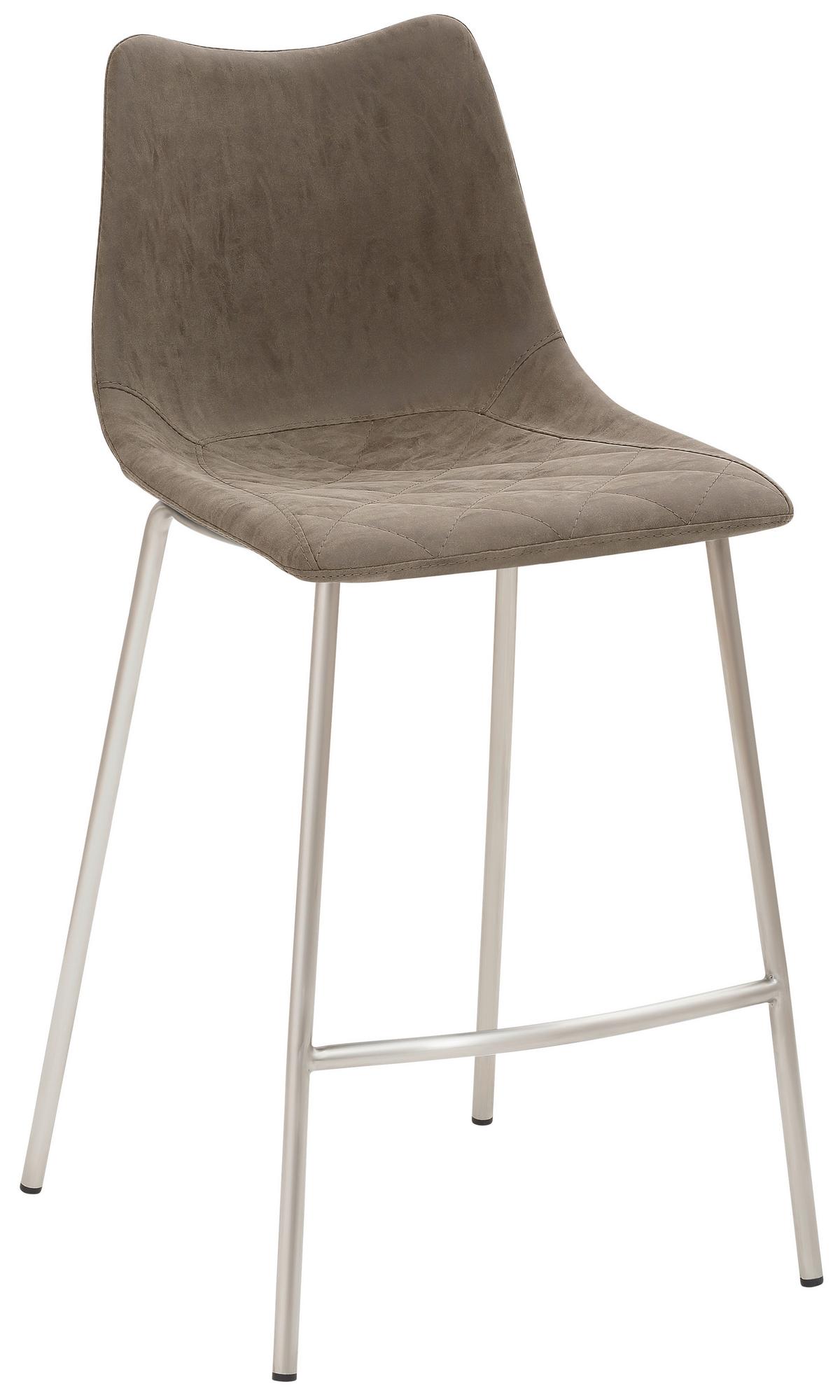 Tresenstuhl My Solo - Edelstahlfarben/Schlammfarben, KONVENTIONELL, Textil/Metall (49/99,5/55cm) - Livetastic