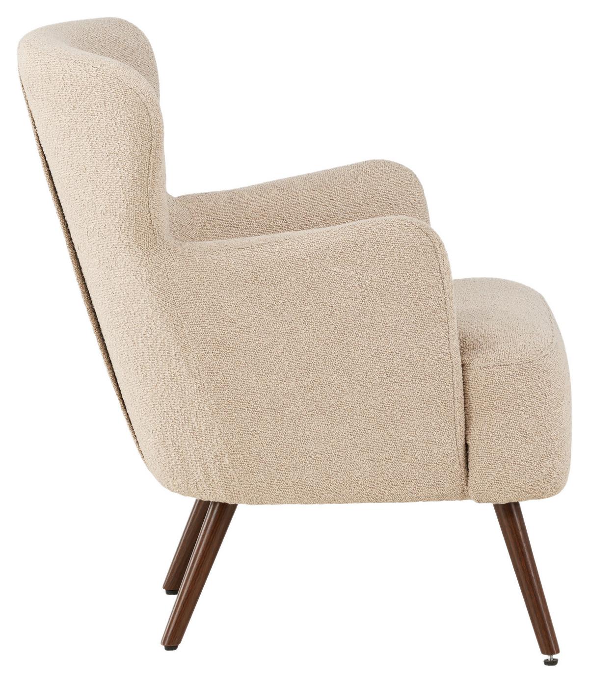 Ohrensessel Lincoln - Beige/Braun, Design, Textil/Metall (76/85/77cm) - Livetastic