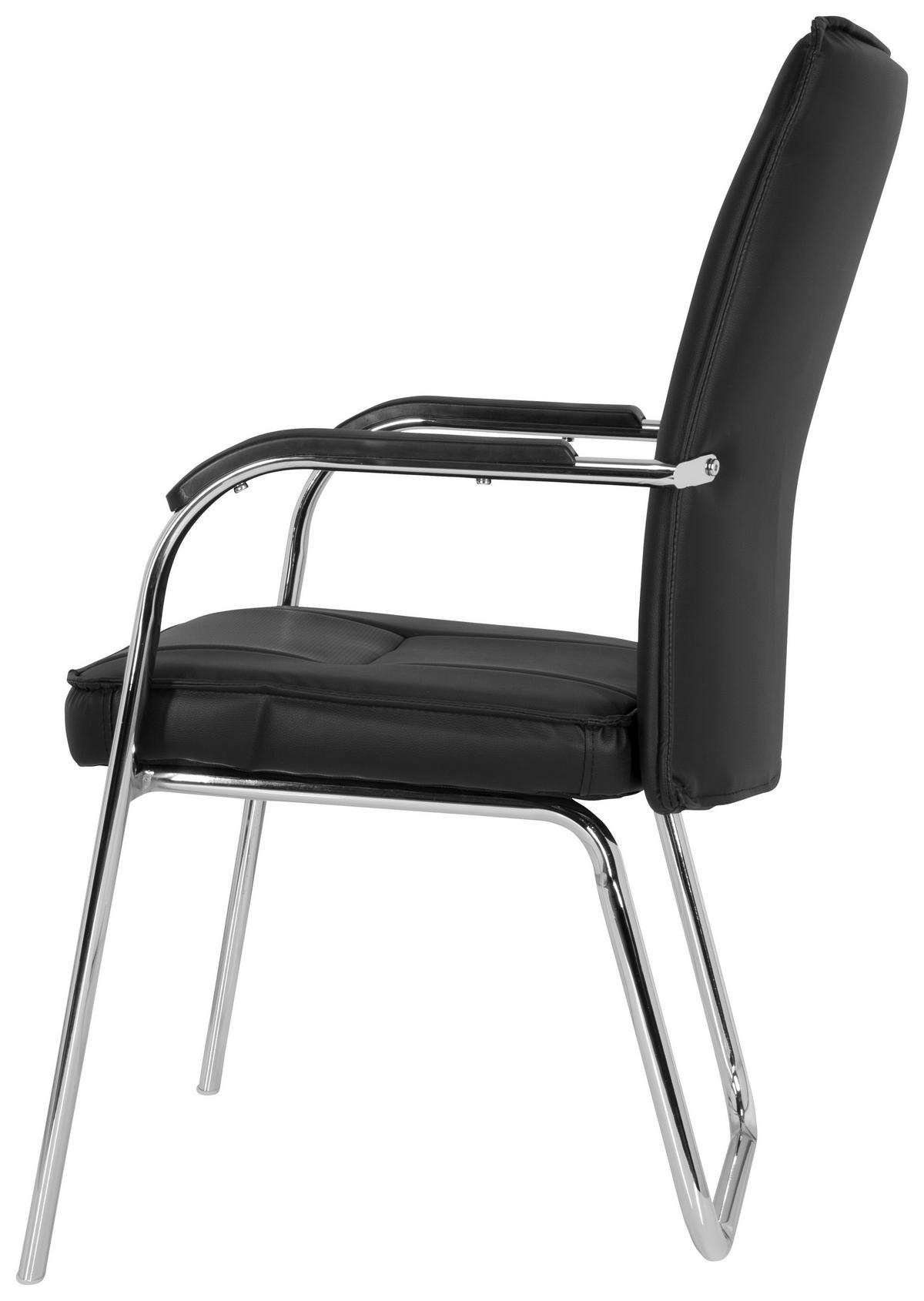 Besucherstuhl Banda V Schwarz - Chromfarben/Schwarz, MODERN, Textil/Metall (55/94/44cm) - MID.YOU