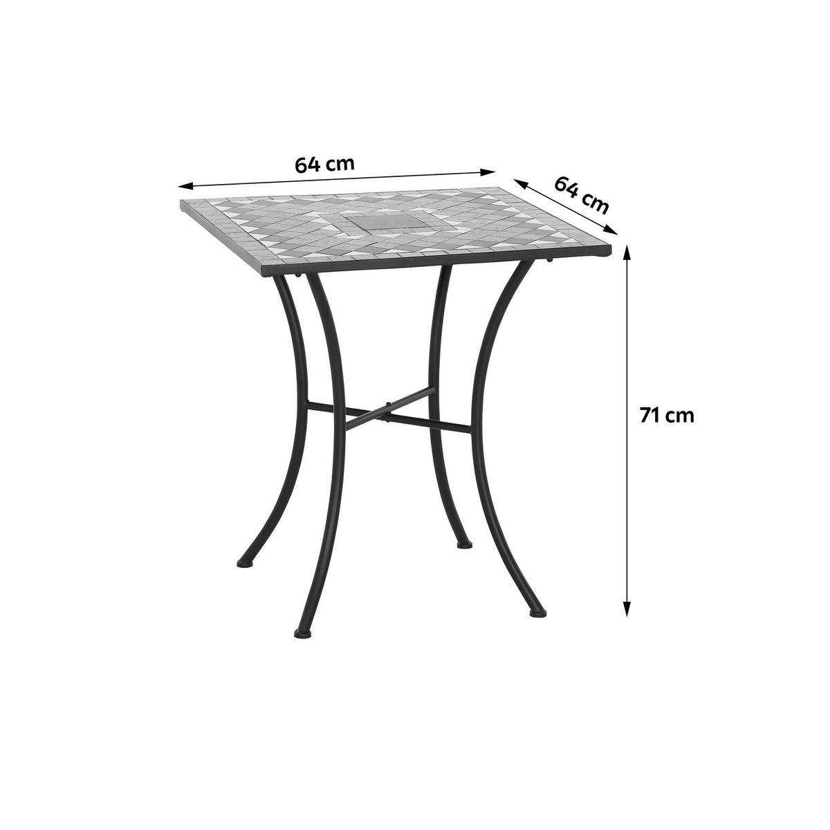 Gartentisch Como Metall/Keramik L 64 cm - Schwarz, KONVENTIONELL, Keramik/Metall (64/64/71cm) - Siena Garden