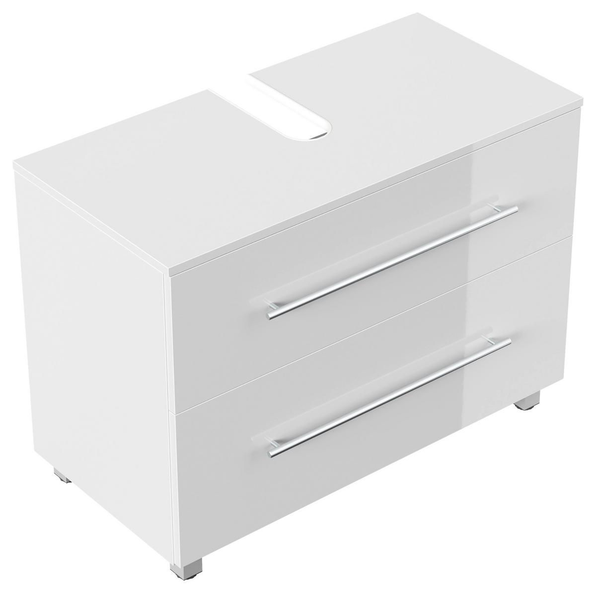 Waschbeckenunterschrank Mondial Weiß Hg B: 85 cm - Weiß Hochglanz, MODERN, Holzwerkstoff (85/63/41,6cm) - MID.YOU