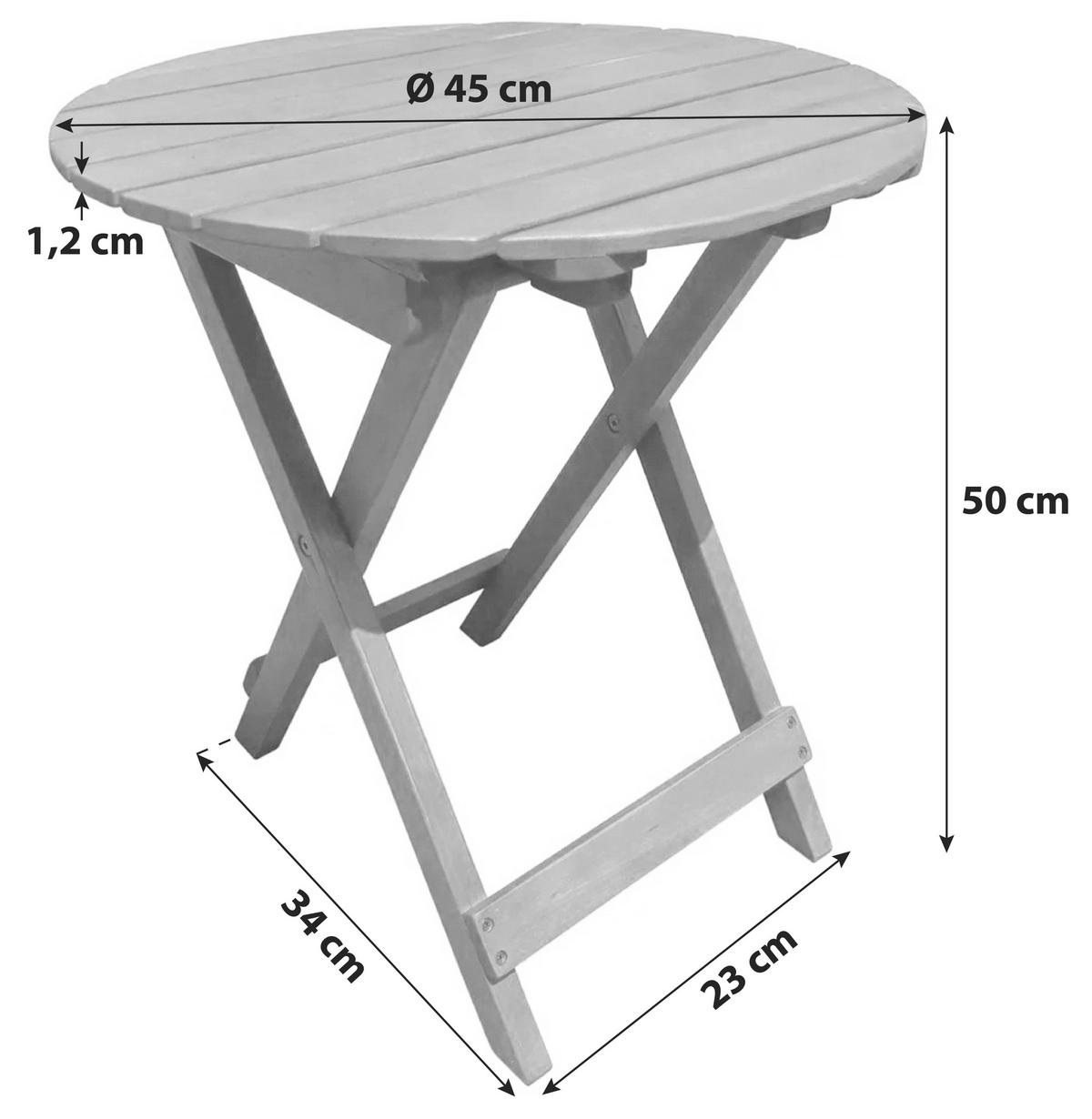 Gartentisch Klappbar Hanford Eukalyptusholz ⌀ 45 cm - Braun, Basics, Holz (45/45/50cm) - Gardenson
