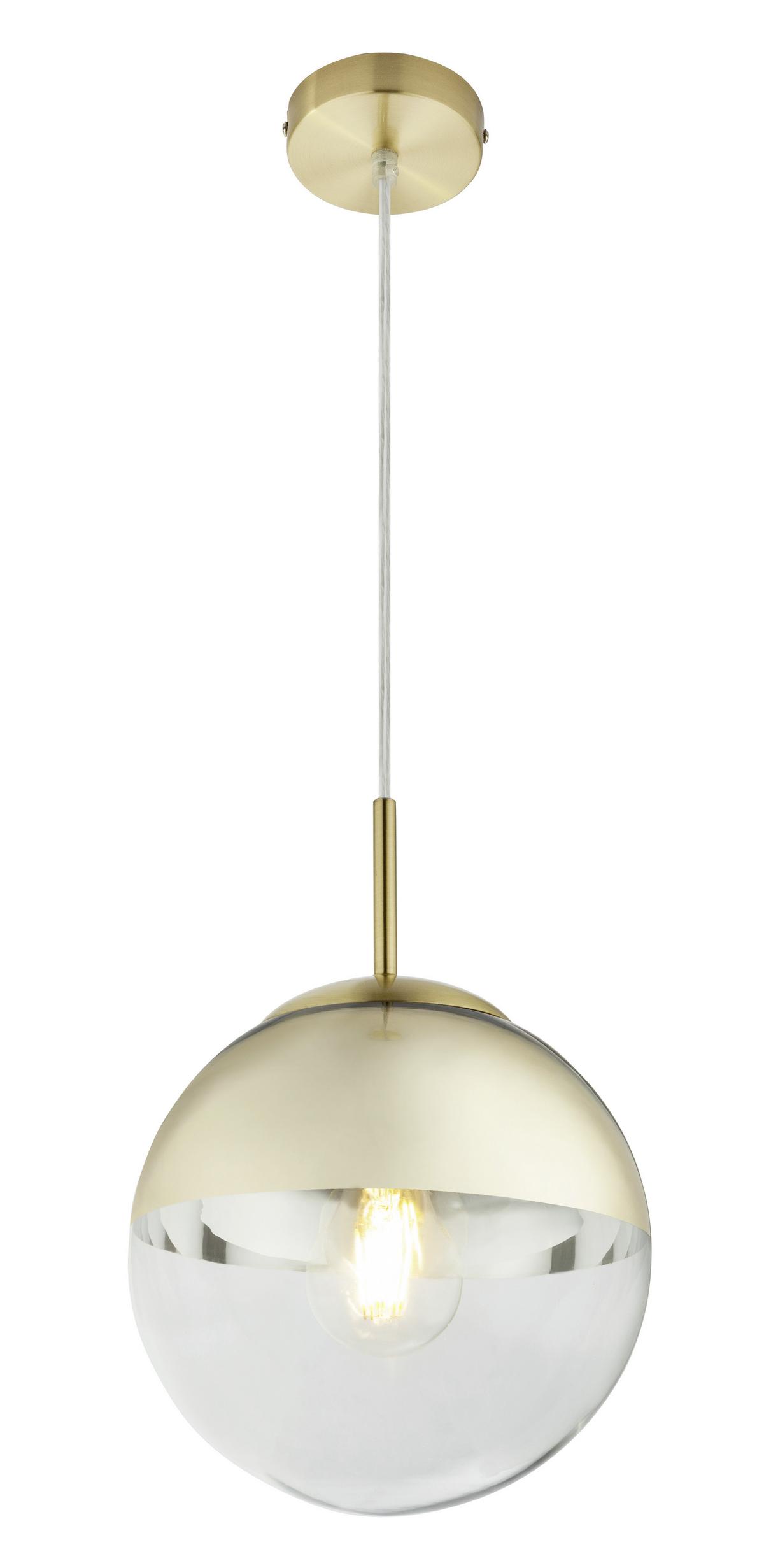 Hängeleuchte H: 120 cm 1-Flammig - Transparent/Goldfarben, Design, Glas/Metall (20/120cm) - Globo