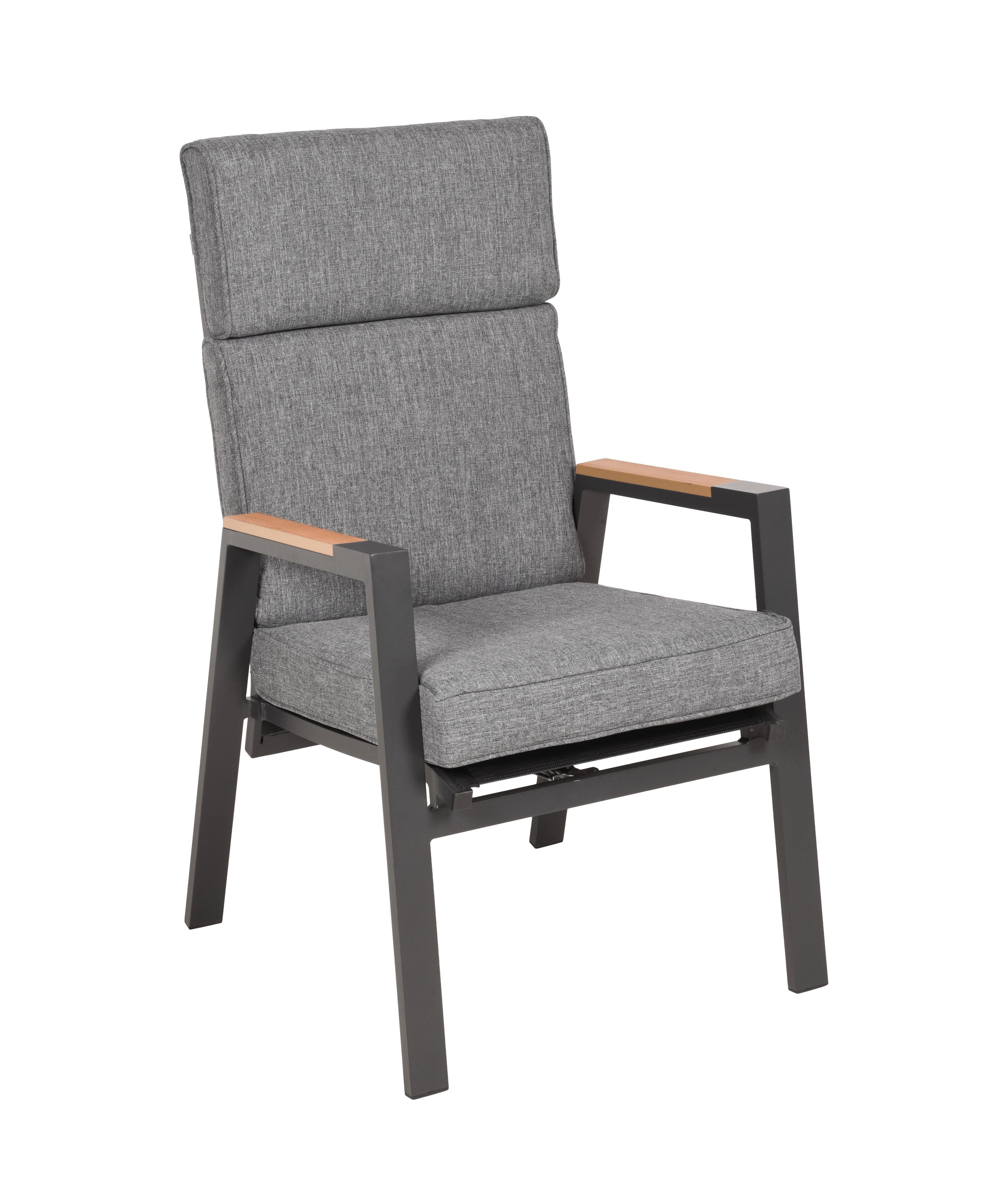 GARTENSESSEL STAPELSTUHL BARLETTA - Dunkelgrau/Schwarz, MODERN, Kunststoff/Textil (60,5/112/68cm) - Gardenson
